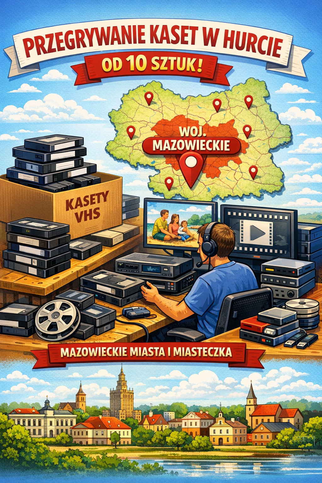 Gdzie przegrać kasety VHS w Hurcie? Gdzie przegrać kasety Hi8,video8 ,digital8 w Hurcie? Gdzie przegrać kasety Najtaniej duża ilość  w Hurcie? Gdzie przegrać kasety magnetofonowe szpule muzyczne w Mazowieckim? Gdzie przegrać najtaniej filmy 8mm w Mazowieckim ? Gdzie przegrać kasety z kamer minidv ,Betacam,Betacord najtaniej w Mazowieckim? Gdzie uzyskać najlepszą cenę na przegranie dużej ilości kaset ? Gdzie przegrać zeskanować w najtańszej cenie hurt klisz zdjęć przezroczy? Gdzie naprawić kasety spleśniałe porwane w Mazowieckim ? Gdzie uzyskać najwyższą jakość w digitalizacji kaset Mazowieckie?